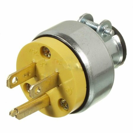 AMERICAN IMAGINATIONS 15 AMP Round Yellow 3-Wire Plug Plastic-Stainless Steel AI-36885